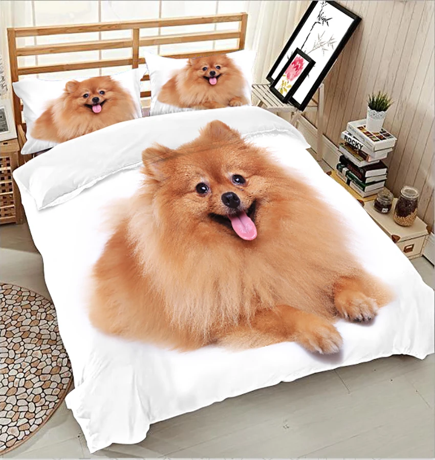 Twin Full Queen Cover Set Bed Sheet Duvet Cover Long Haired Dog Pillowcase  Bed Cover 3D Bedding Set Double Bed Set King Size