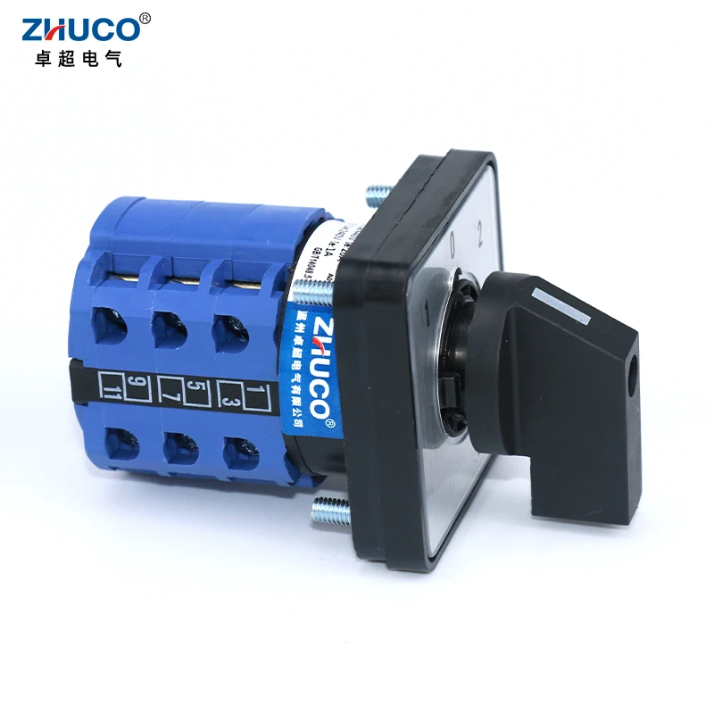 ZHUCO SZW26/LW26-20 1-0-2  3 Position 3 Phase Cam Switches Rotary Switch Changeover Control Switch 64X64 48X48 mm Panel Mount