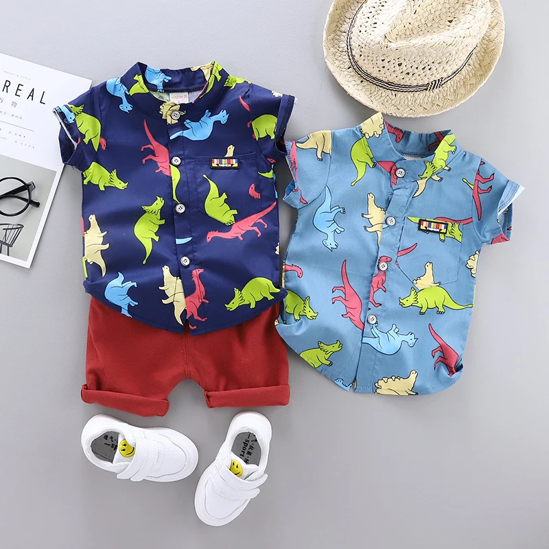 Toddler Baby Boys Girls Clothes Sets For Summer Boys Clothing Outfits Suit Cartoon Dinosaur Printing T Shirt +Shorts Pants