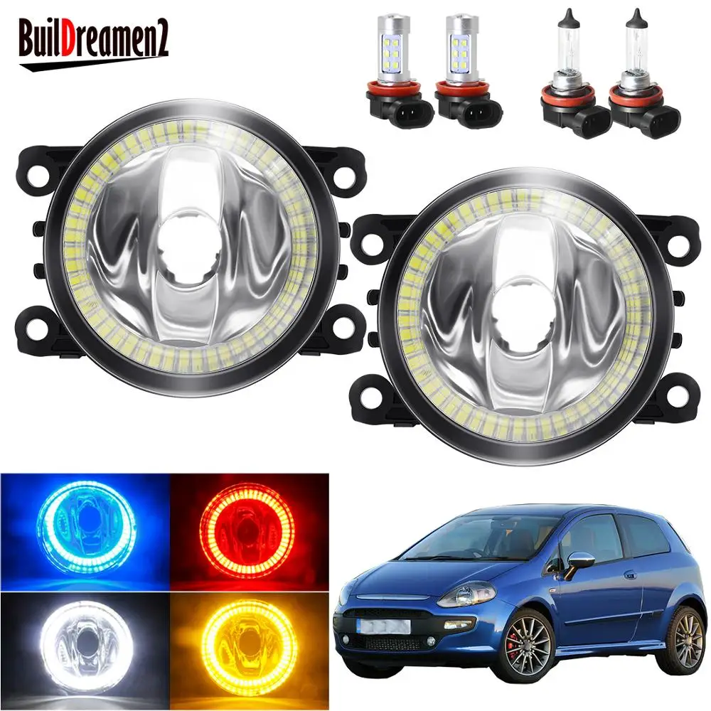 Angel Eye Fog Light Assembly For Fiat Punto Evo 2009 2010 2011 2012 Car Front Bumper Fog Light Halo Ring Daytime Running Lamp