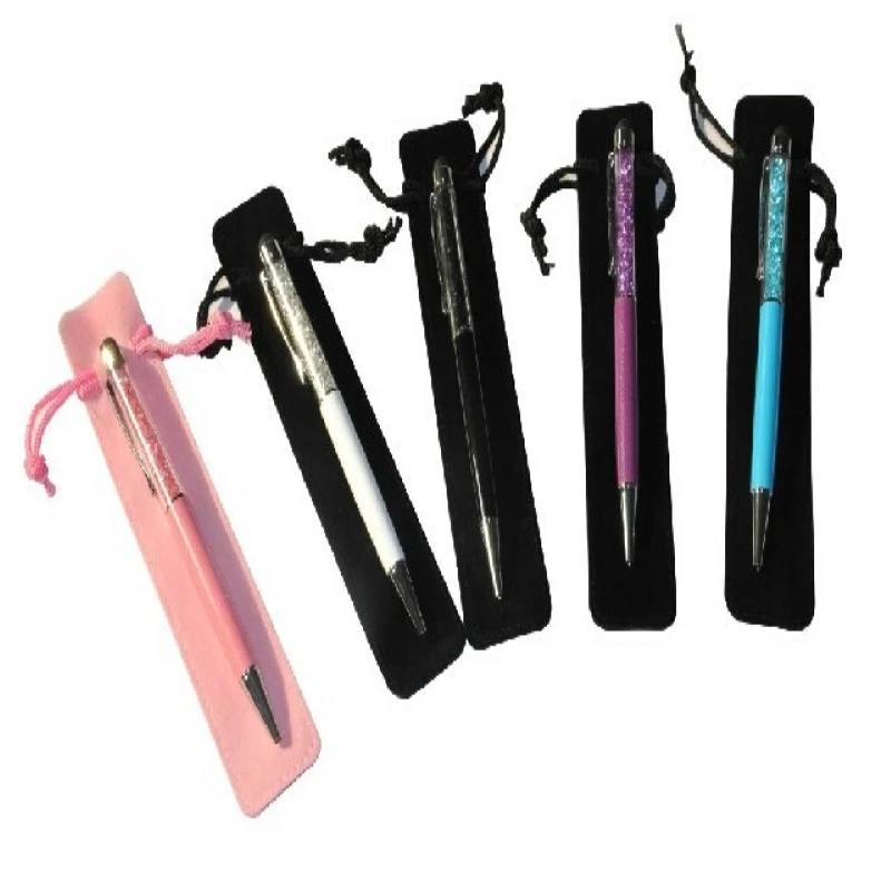 free shiping 3.5*17cm velvet jewelry bag record pen pouch for U-key lipstick packaging and storage