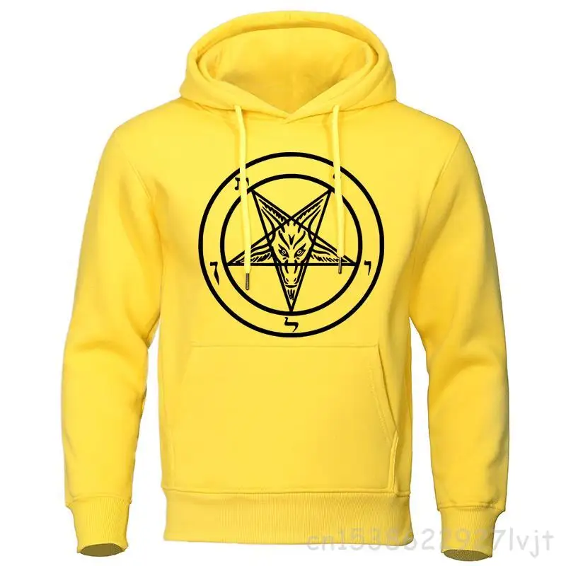 Pentagram Hoodies Occult Gothic Satan Harajuku Streetwear Satanic Goat Premium Cotton Pullovers Streetwaer Tops Tees