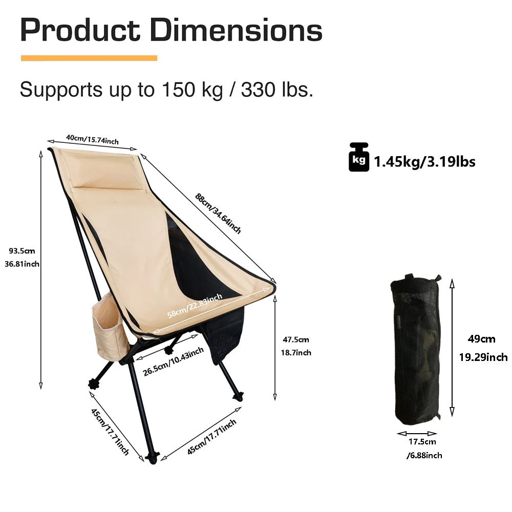 Outdoor Camping Chair Oxford Cloth Portable Folding Seat With Pillow For Fishing Festival BBQ Beach Stool With Net Bag