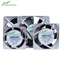 ACP-230XBL 80mm 92mm 120mm 230V double ball bearing silver aluminum frame AC axial flow cooling fan for cabinet electric cabinet