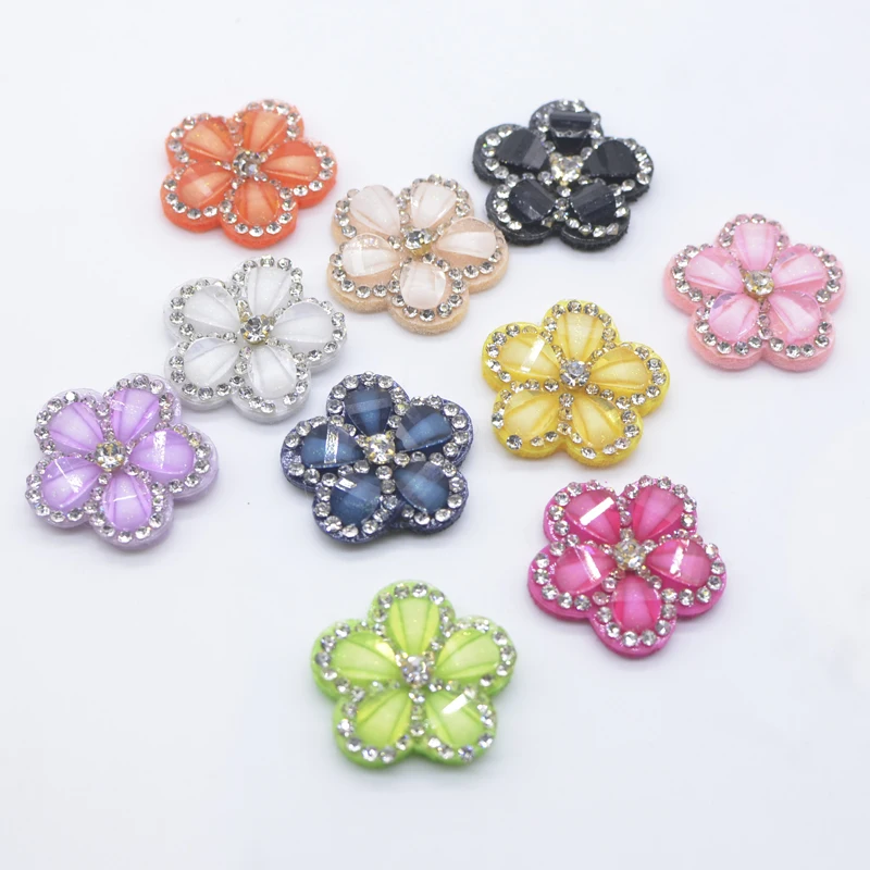 10Pcs Padded Flower Rhinestone Applique for DIY Clothes Crafts Decor Patches Handmade Hat Headwear Hair Bow Accessories