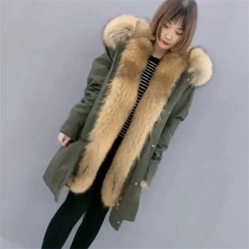 Parka caldo spesso invernale donna visone staccabile pelliccia interna un cappotto lungo pelliccia di visone visone giacche di cotone Chaquetas con cappuccio femminile Mujer