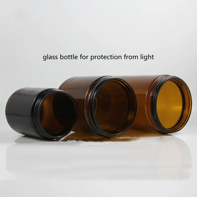 Wholesale 250/500/1000g Empty Makeup Container Brown Glass Jar With Aluminum Cover Cream Jar Cosmetic Containers