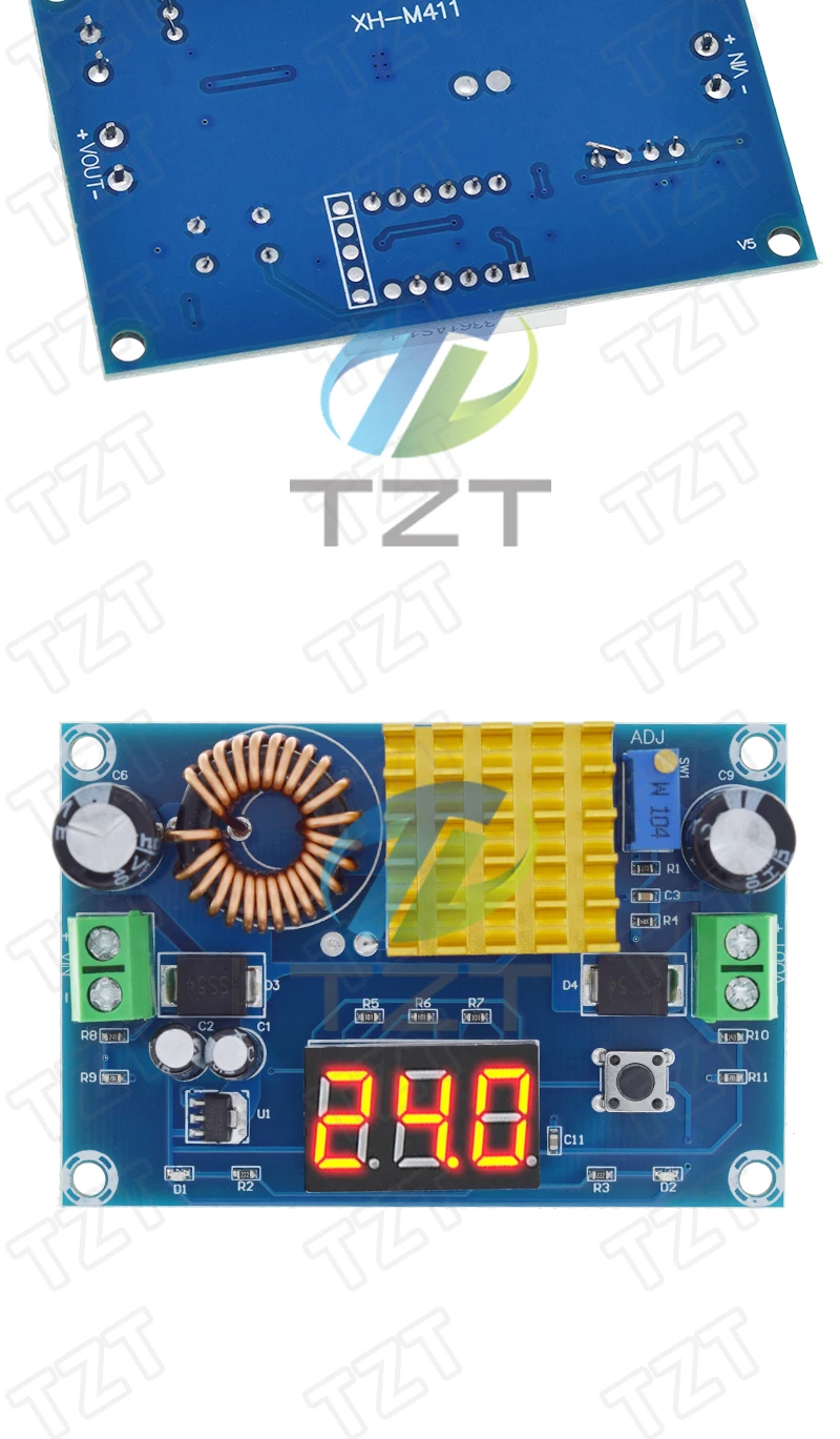 TZT DC 3V-35V zu DC 5V-45V Boost-Modul Digitales Voltmeter DC-DC Step-Up-Modul Boost-Konverter-Platine 5A Leistung Einstellbare Spannung – Detail 6