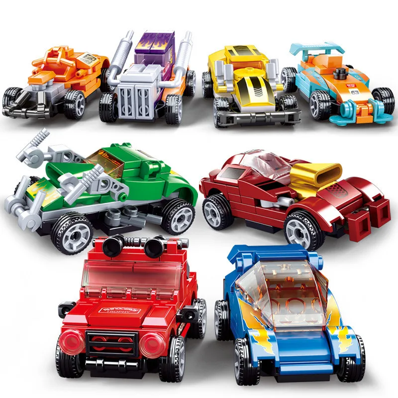 Technical Speed Champions Pull Back Car City Vehicles Super Racers Sports Racing Car Model Building Blocks Educational Kids Toys