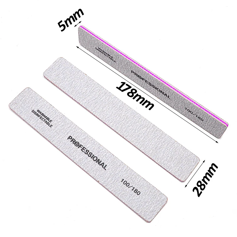 50 Pcs/Lot Gray Sandpaper Nail Files 80/100/180 Grit Professional Square Nail File Polishing Tools Nail Styling Accessories Kits