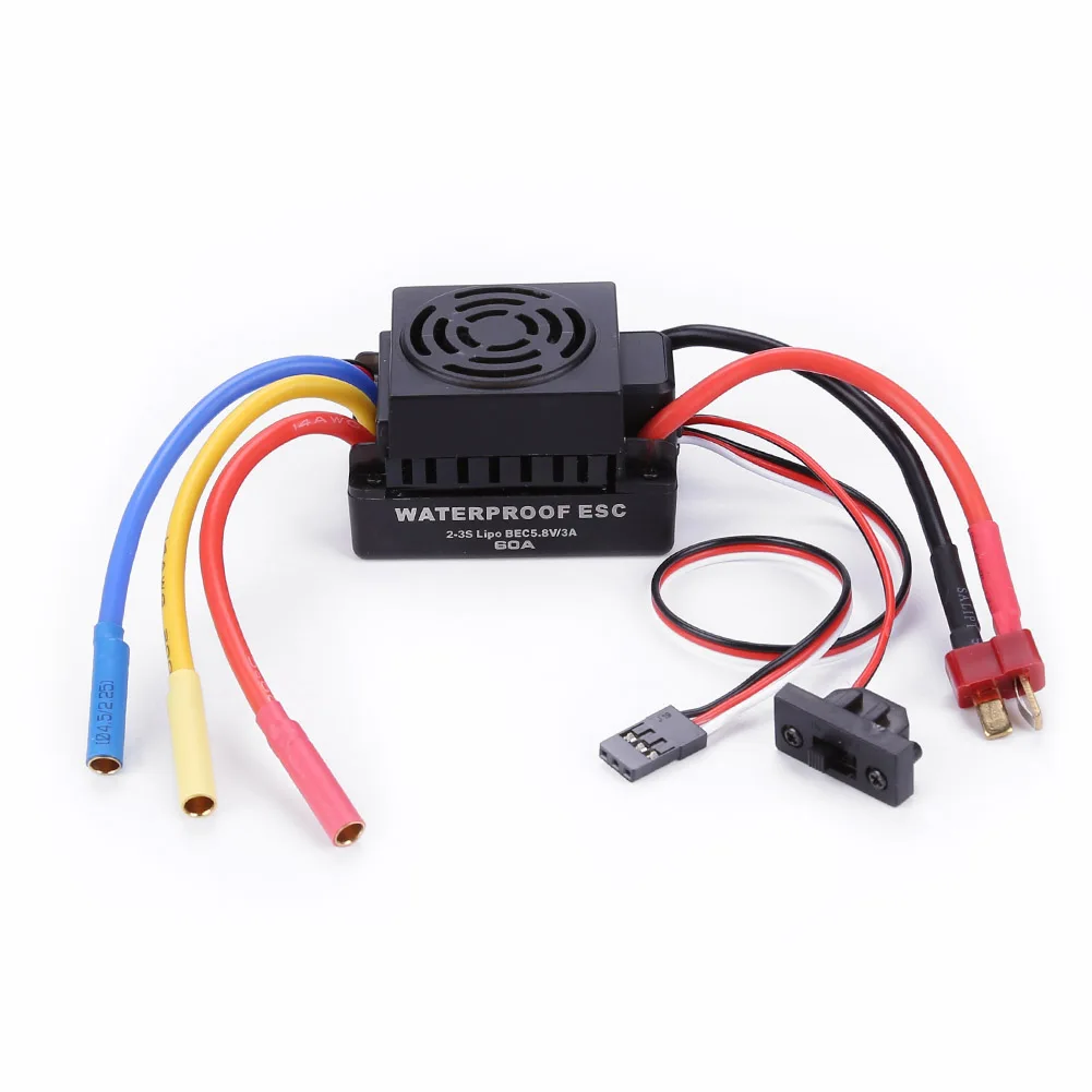 Waterproof 60A RC Brushless ESC BEC Car Parts Electric Speed Controller with 5.5V 3A BEC for 1/10 RC Car Truck 3650 Motor 3900KV