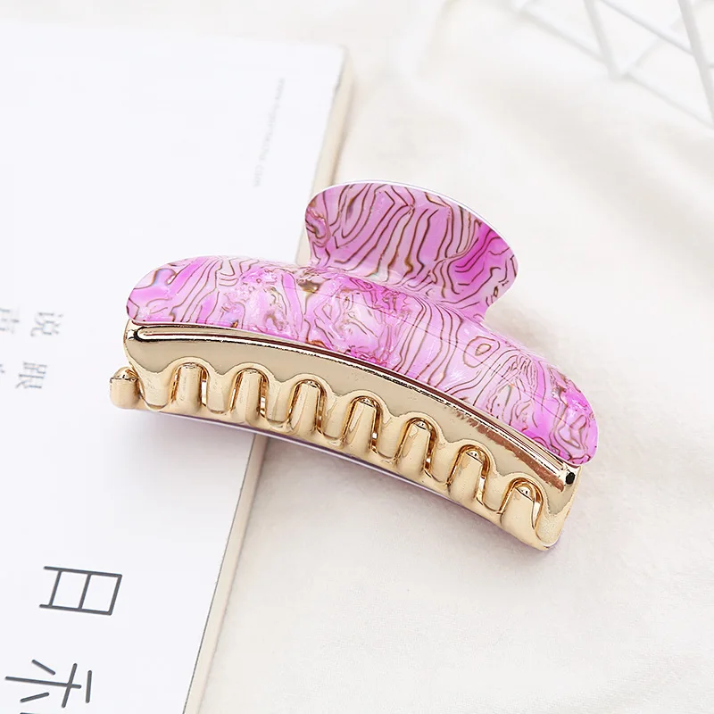 New Fashion Large 8.5cm Boutique Beautiful Striped Acrylic Hairpin Barrettes for Women Girl Accessories Headwear