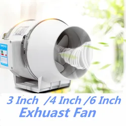 220V 3 Inch 4 Inch Low Noise Inline Duct Hydroponic Air Blower Fan Exhaust Fan for Home Bathroom Ventilation Vent and Grow Room