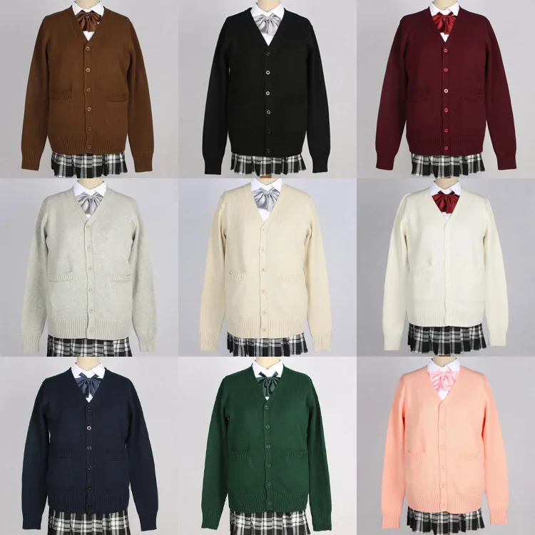 School JK Uniform Sweater Coat Anime Cosplay Costumes Cardigan Outerwear Sweater 10 Colors Long-sleeved Knitting Coat For Girls