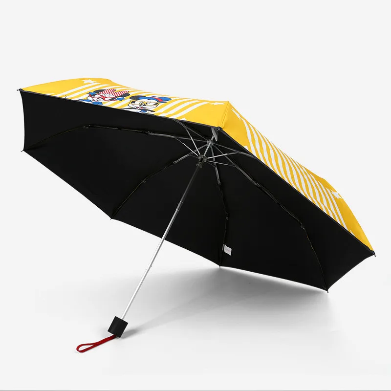 Disney yellow Mickey minnie umbrella Folding Umbrella Student Sunscreen Skid Outdoor Children Umbrella gift high quality