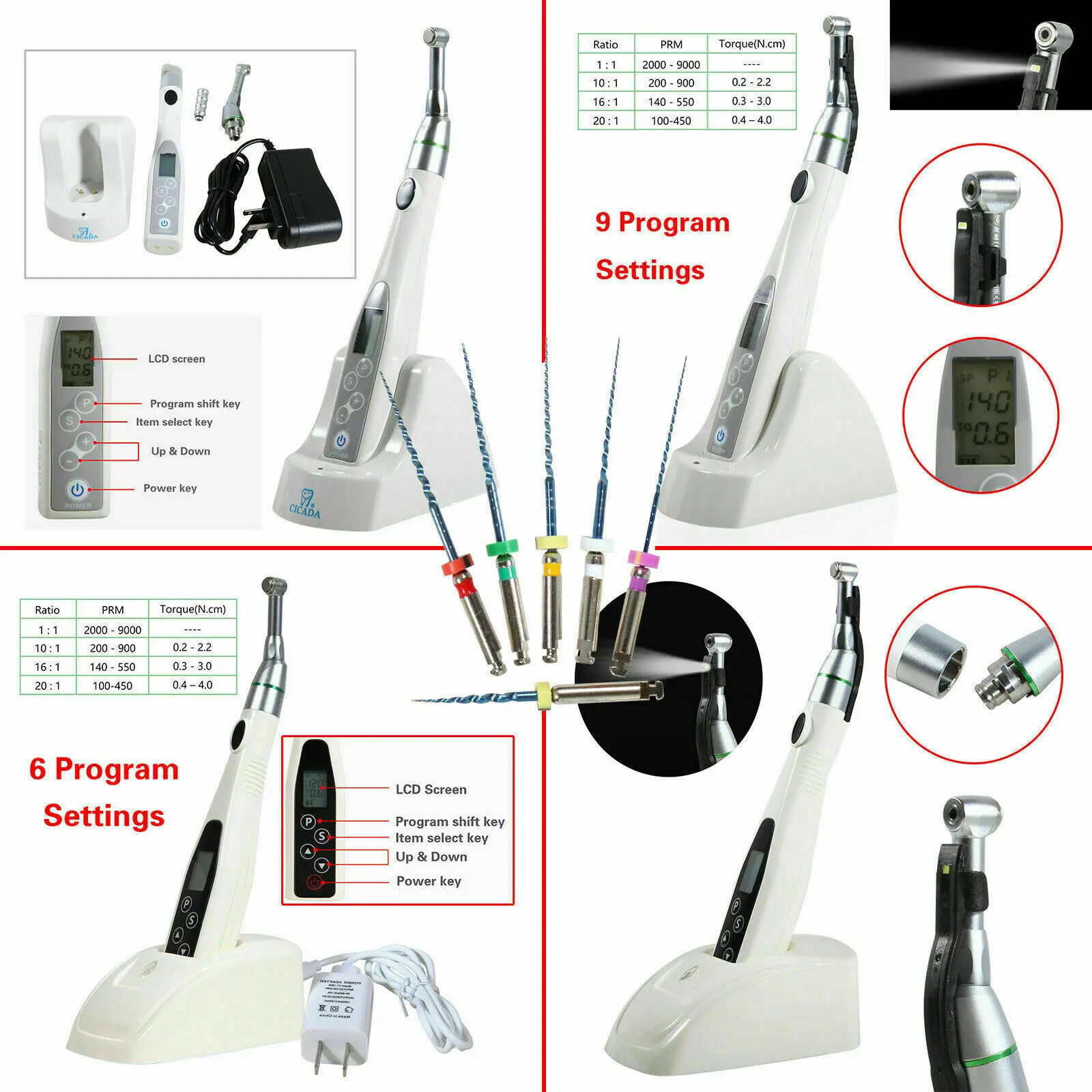 Dental Wireless (LED) Endo Motor Treatment 16:1 Contra Angle Reciprocating  /6*Niti Files 6/9 Programs Deatal Treatment Tools