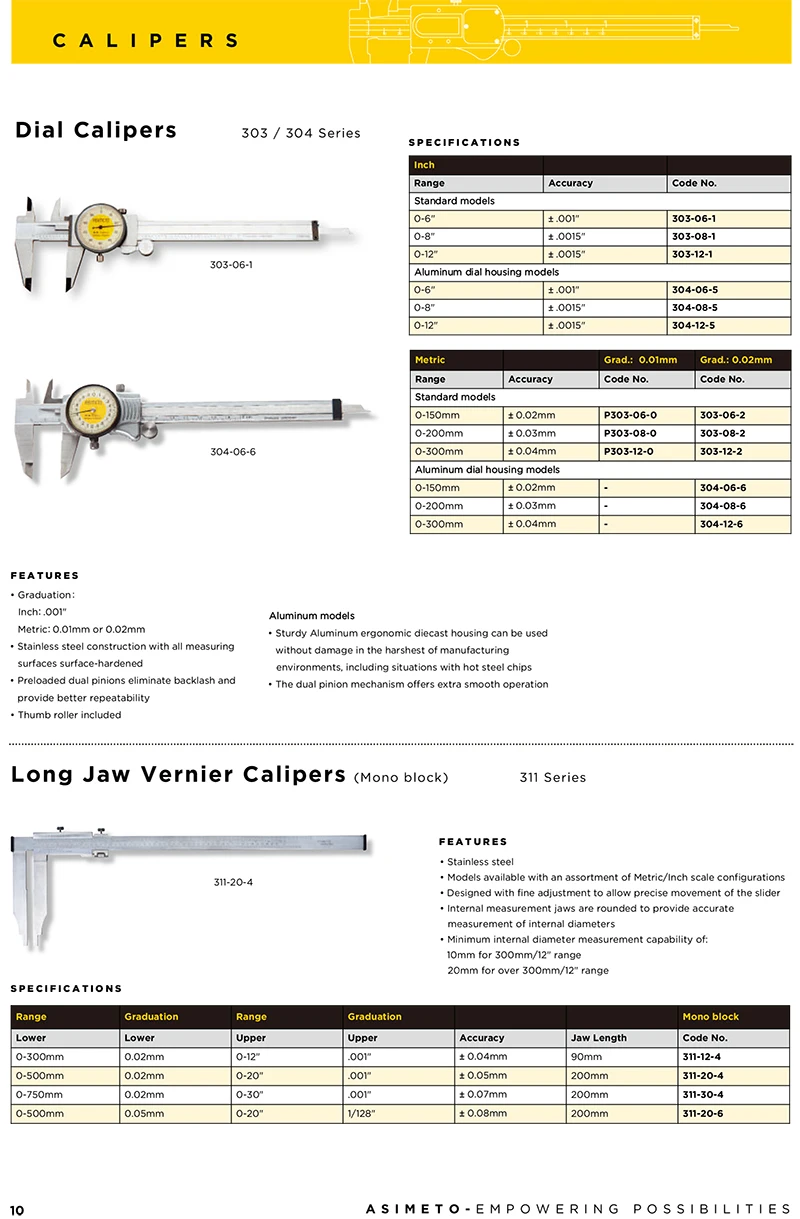 Germany ASIMETO Vernier Caliper 6“0-150mm / 0.02mm0-150-200-300mm341-06-4
