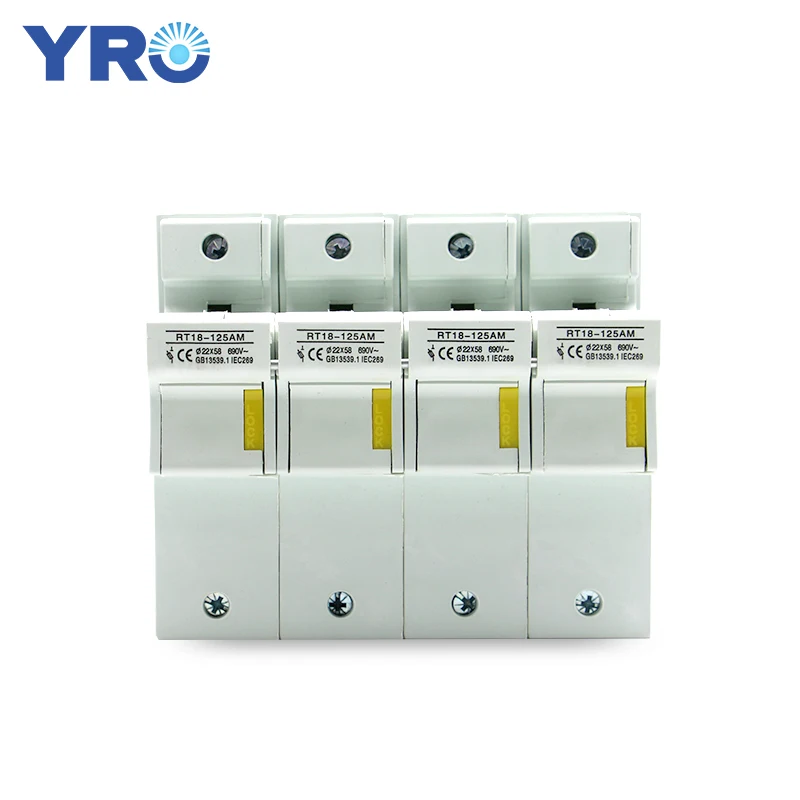 AC 1PC 4P Fuse Base 690V With LED light Matching Fuse 22x58MM R017 only Fuse Base RT18-125AM