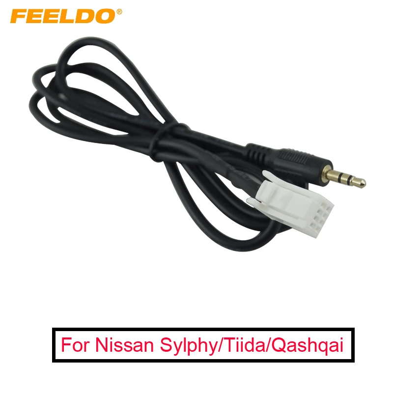 FEELDO 3.5mm Jack Car Radio Mp3 Audio Aux Cable To 8-Pin Adapter For Nissan INFINITI/Sylphy/Tiida/Qashqai/Geniss #FD-1739