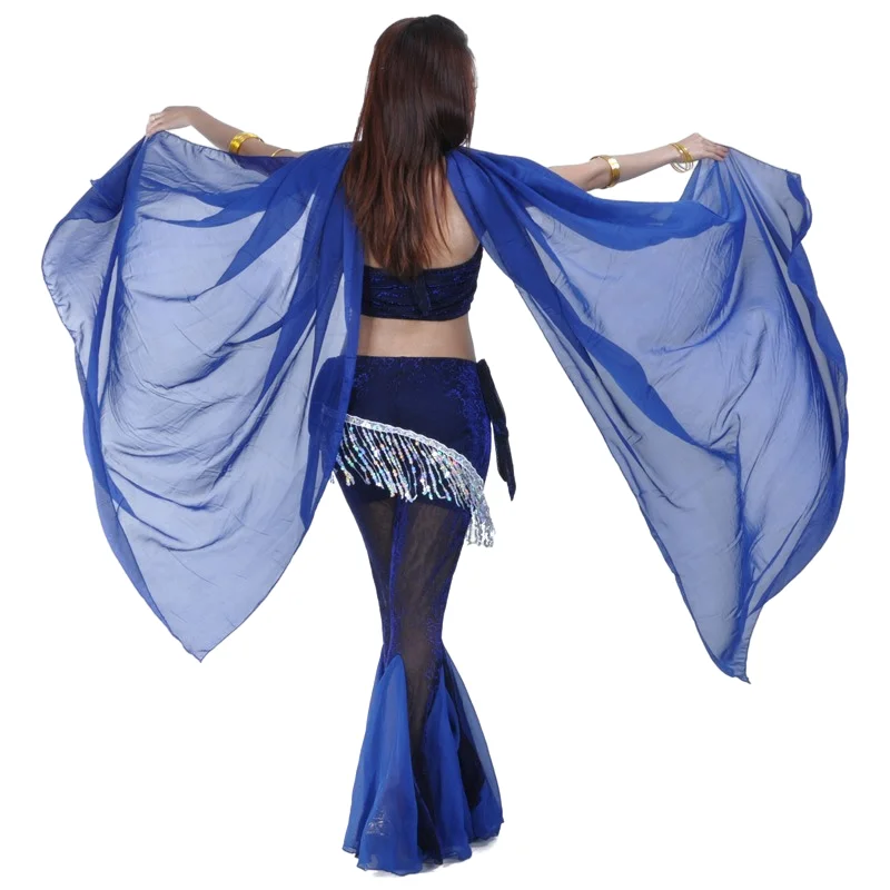 100% ผ้าพันคอชีฟอง Belly Dance ผ้าพันคอโยนเส้นด้ายผ้าพันคอผ้าคลุมไหล่ Veils สีทึบ250X120ซม.(8.2ftx3.9ft) ผู้ใหญ่แสดง Prop