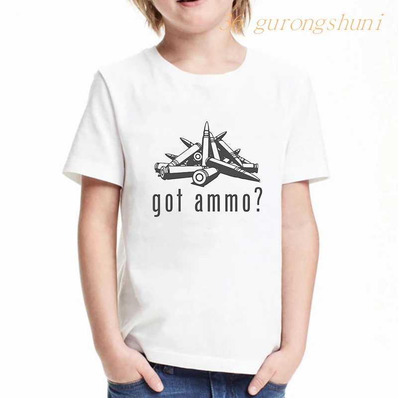 

Funny cartoon t shirt for girls tshirt Children clothing girl t-shirt Got Ammo graphic t shirts kids clothes boys kid t-shirts