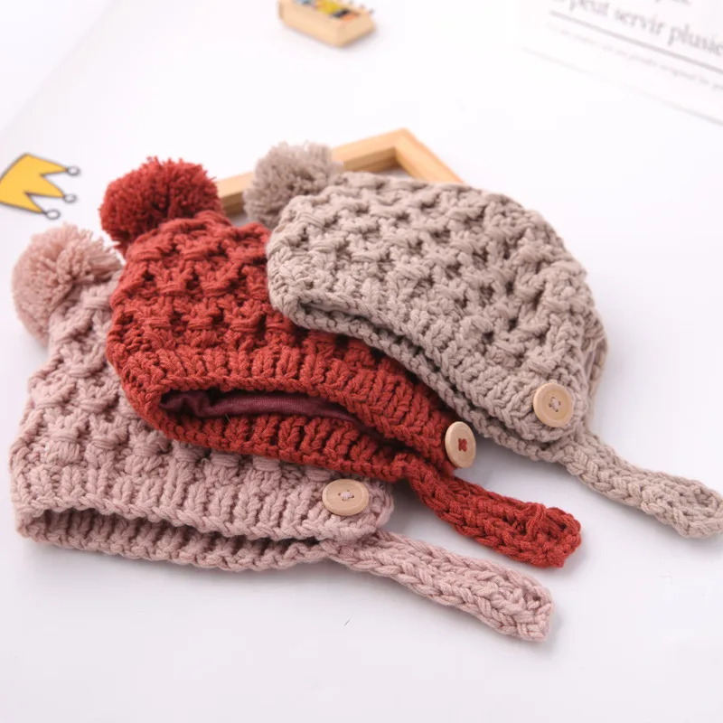 Beanies bebê recém-nascido chapéu pompon inverno crianças chapéu de malha bonito boné para meninas meninos casual cor sólida meninas chapéu do bebê