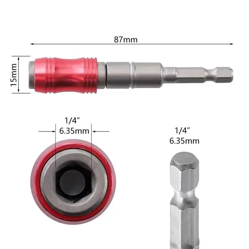Adattatore per asta di collegamento con supporto per cacciavite magnetico con direzione regolabile angolo di 20 ° per punta a vite con codolo esagonale 1/4