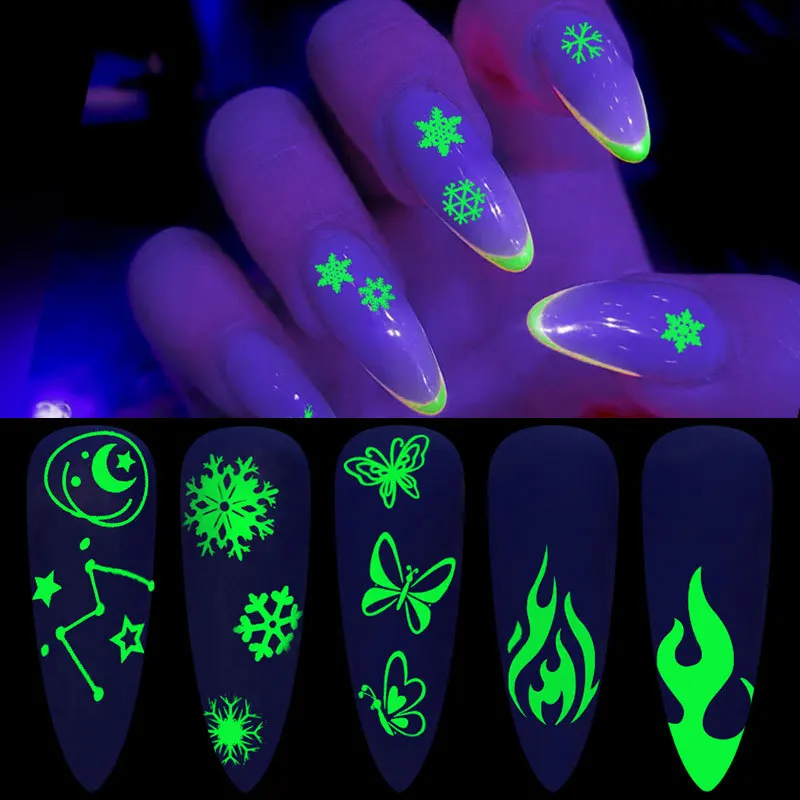 1 Sheet 2020 New Arrivals Halloween Party Luminous Adhesive Nail Stickers Halloween Luminous Nail Stickers T1593