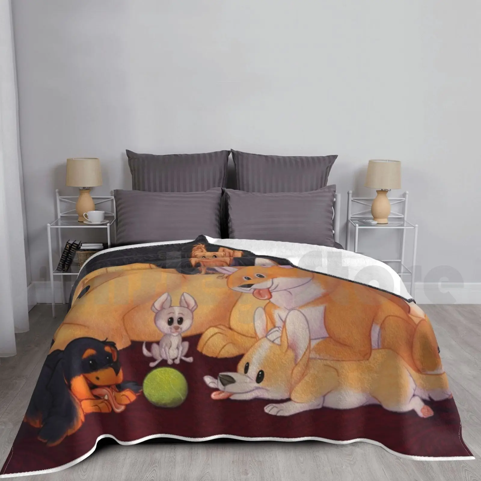 

Pupper Portrait Blanket For Sofa Bed Travel Doggo Doggie Dog Pup Puppers Pooch Poochie Pack Dogs Puppy Puppies