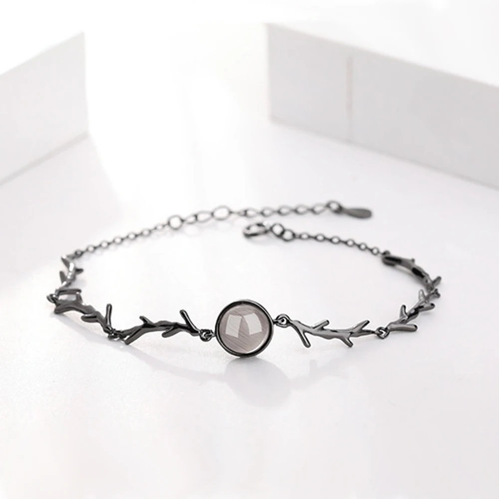 

Delicate Tree Branch Chain 925 Sterling Silver Black Gold Vintage Bracelet For Woman Solid Fine Silver Jewelry Birthday Gift