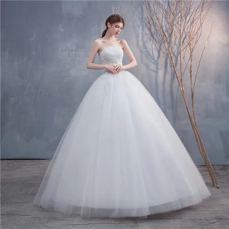 Abiti da sposa 2024 Abito da sposa semplice senza spalline per le donne Abito da sposa lungo fino al pavimento con lacci su misura Taglie forti Personalizzato