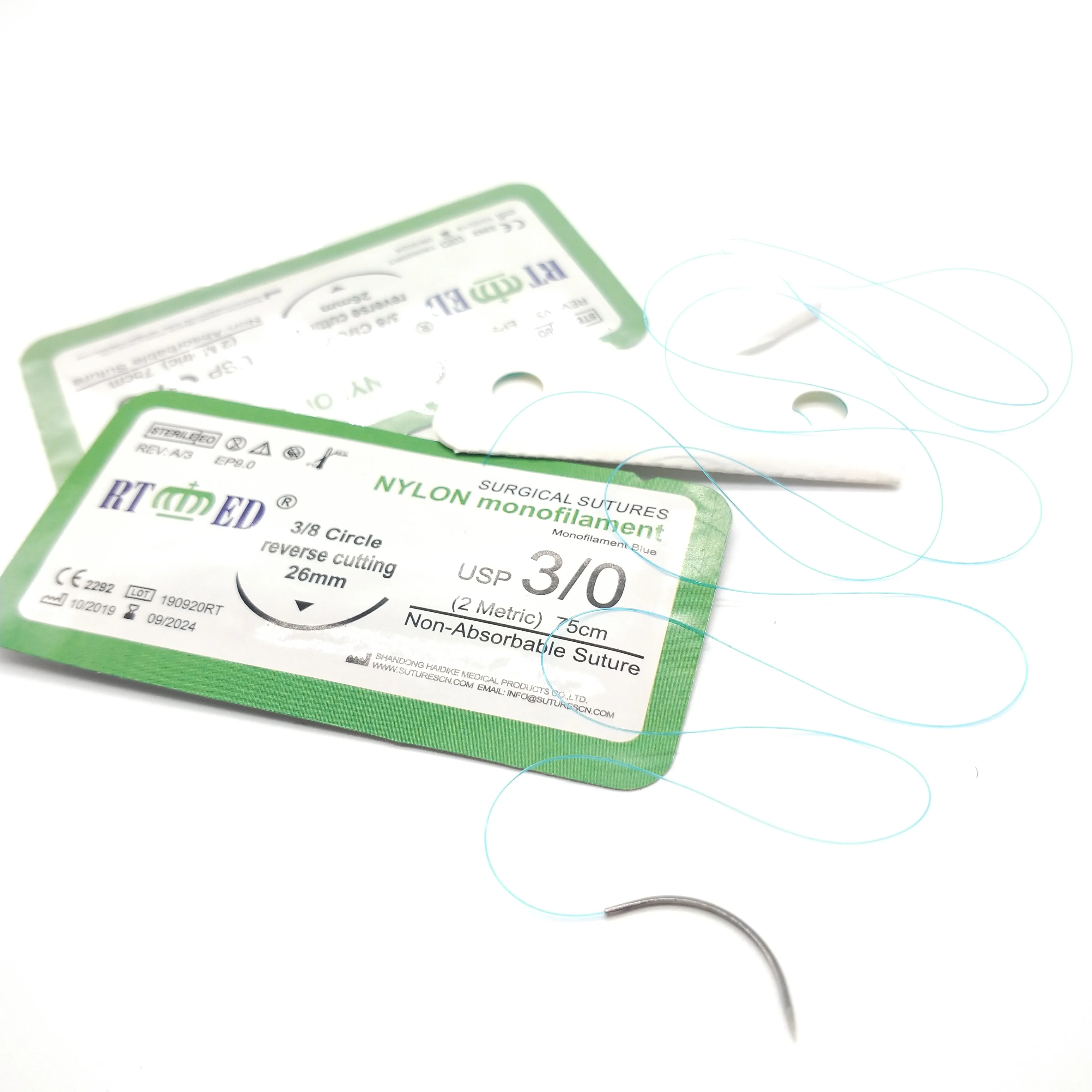 Générateur de fil de suture médical, kit de pratique de fil monofilament en nylon illac, fuchsia, 12 pièces par boîte