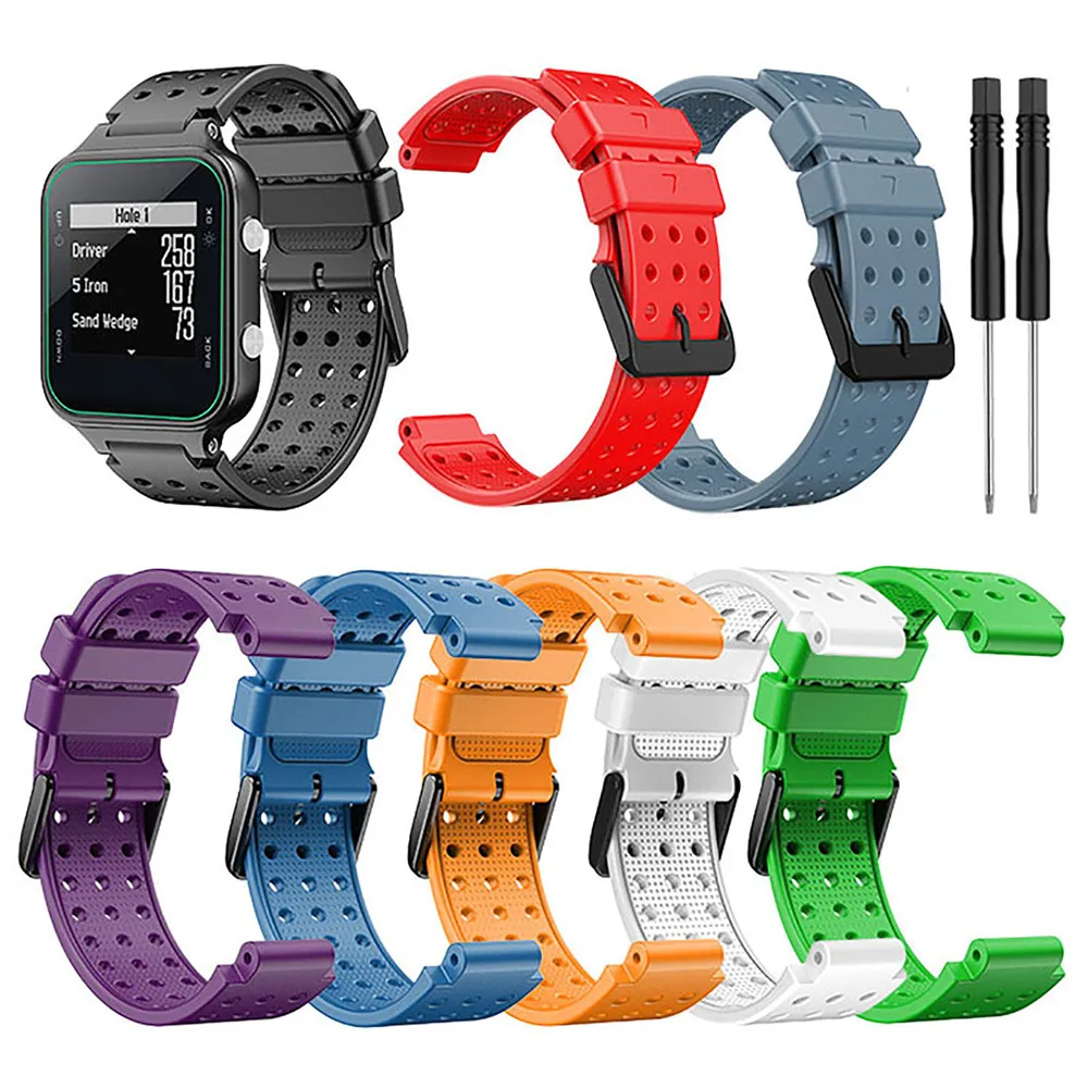

Replacement Watch Strap Monochrome Round Hole Silicone Watch Band Bracelet Belt with Tool for Garmin Approach S20 Watch