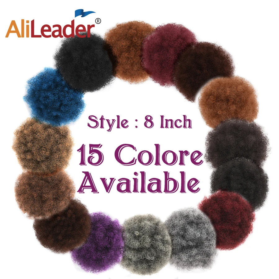 Alileader-extensiones de cabello sintético Afro corto, pelo rizado con Clip, Coleta, Coleta, esponjoso