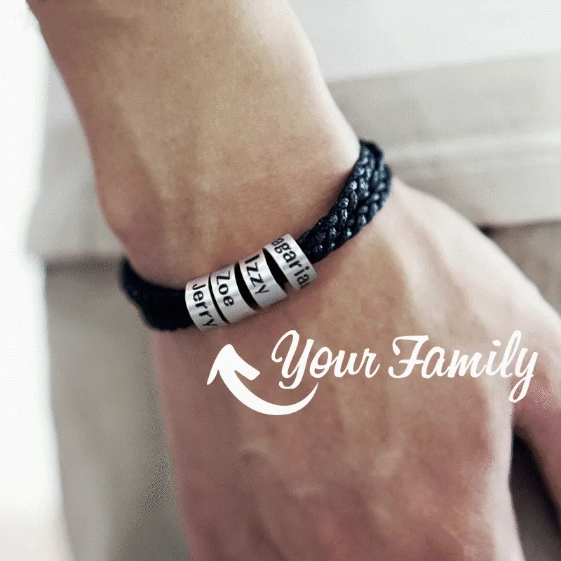 VIP Personalized Family Names Men Braided Bracelets  Customized Names  Men Bracelet Father's day Gift images - 6