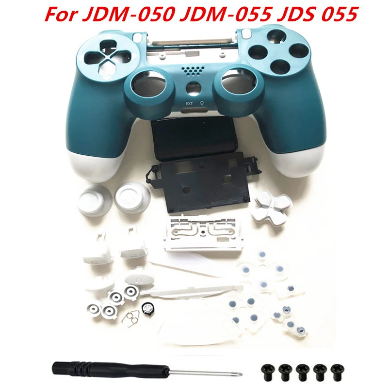Carcasa completa para mando de JDM-050 PS4 Pro JDS 055, conjunto completo de carcasa, botones de reparación, Kit de carcasa, cubierta blanca y verde, DIY