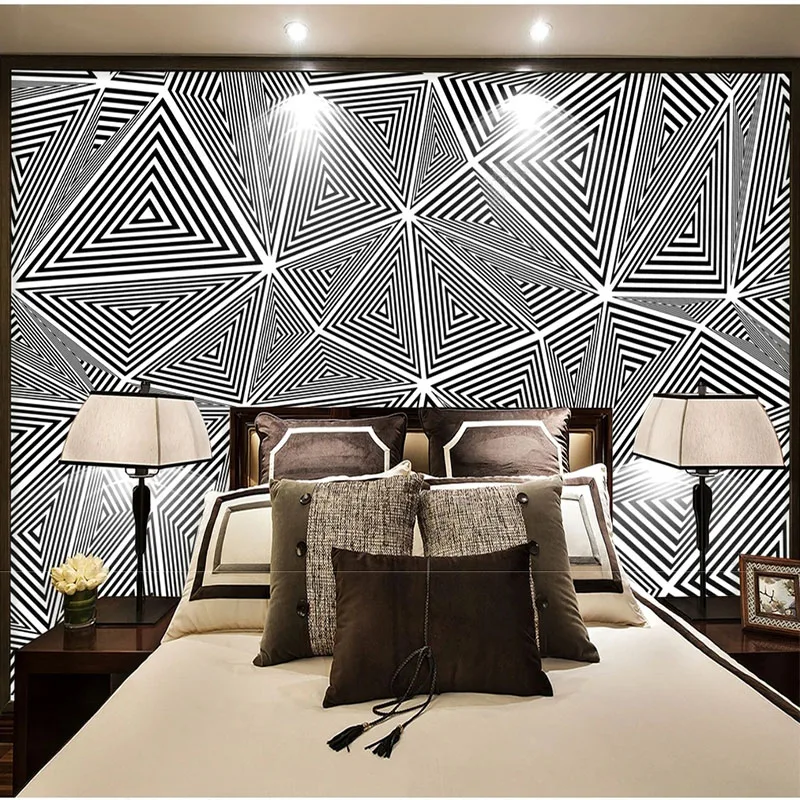 Custom Wallpaper 3D Geometric Lines Abstract Mural Living Room Kid's Bedroom Home Decor Wall Sticker Self-Adhesive Home Décor