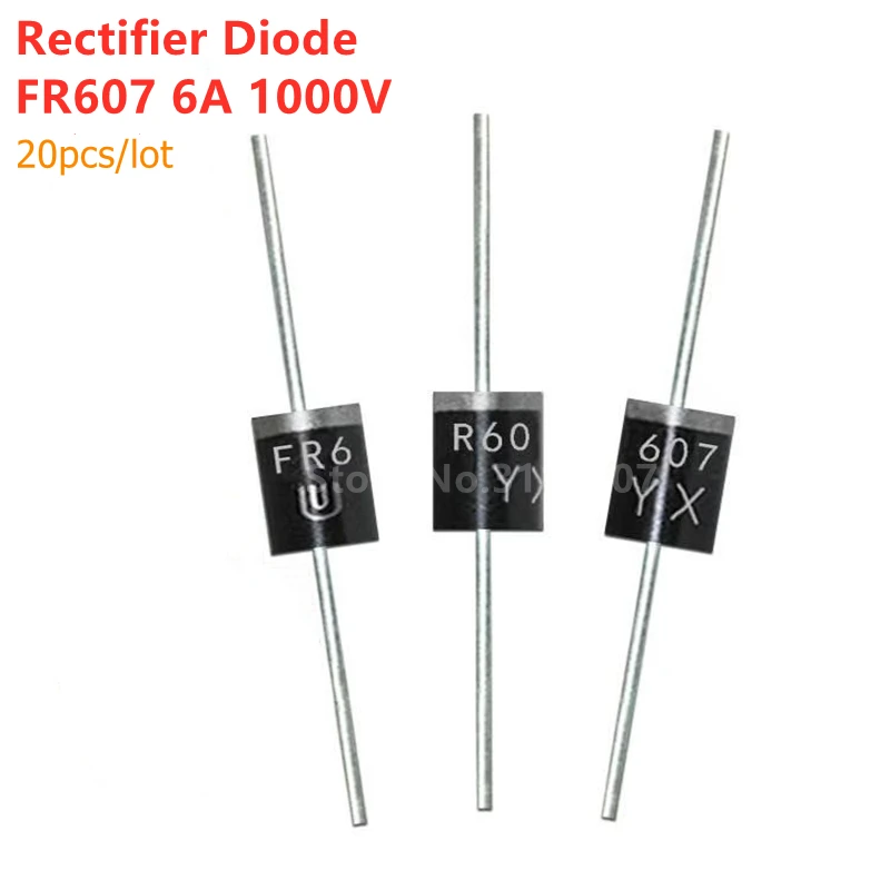 20PCS/LOT FR607 6A 1000V Fast Recovery Diodes New R-6 fr607