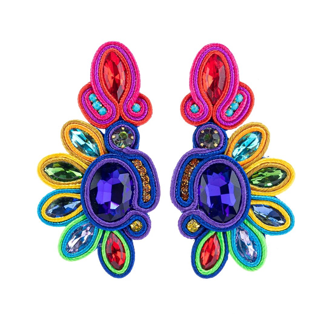 Fashion Soutache earrings for women Handmade Sutasz jewelry Colourful Large Pendant earring Ethnic Bohemia accseeories New trend