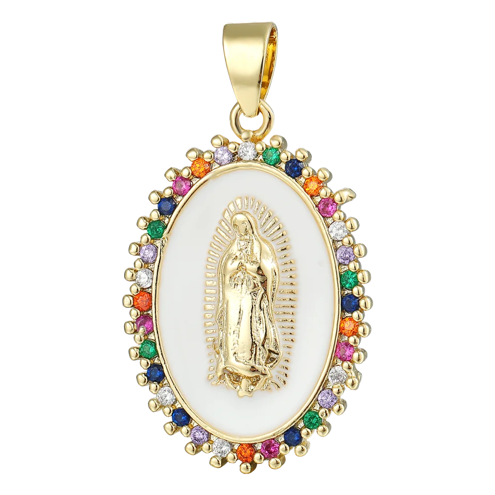 Juya handgefertigter, 18 Karat vergoldeter religiöser Medaillen-Souvenir-Anhänger, Heiliger Therese, Jungfrau Maria, christliche Charms-Zubehör – Detail 20