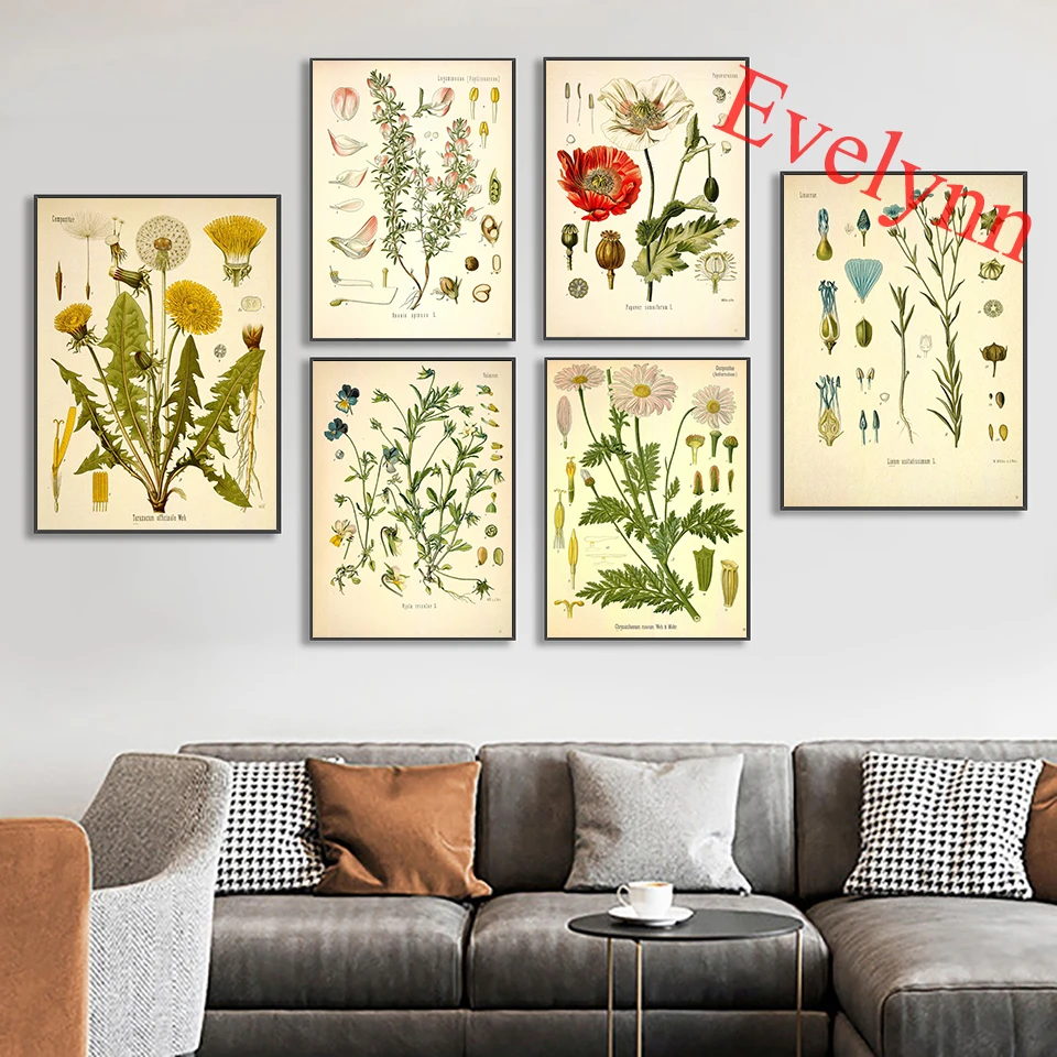 

Botanical Prints Wildflower,Floral Wall Art Canvas Painting,Vintage Garden Poster,Floral Art, Victorian Garden Print Home Decor