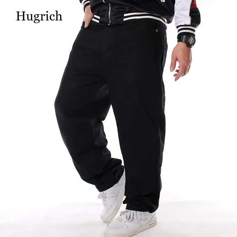 

Hip Hop Streetwear Black Jeans Men 2021 New Baggy Fit Male Hiphop Skateboarder Loose Denim Pants