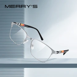 MERRYS DESIGN Titanium Alloy Glasses Frame For Men Women Fashion Square Acetate Legs Myopia Prescription Eyeglasses S2252