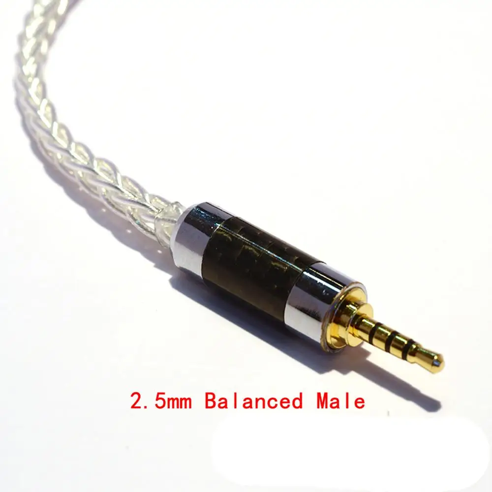 Thouliess 2.5mm Balance Male Interface 4 Pole Plug Turn to 3.5mm Female Jack Adpter Cable 8 Core Single Plated Silver Audio Wire