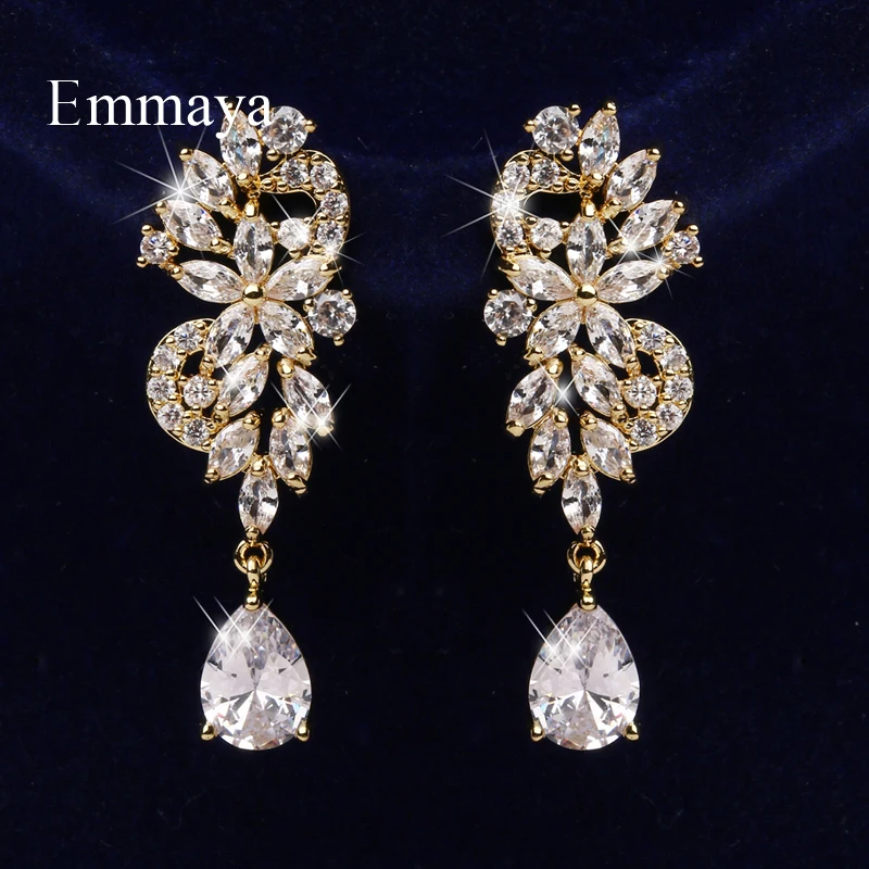 Emmaya New Charming Delicate Flower Modelling Earring For Women&Girls Ingenious Zirconia Jewelry Three Colors Banquet Dress-up