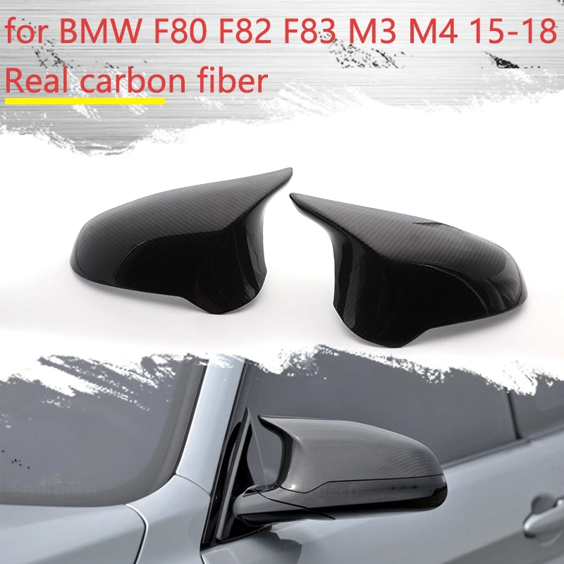 Real Carbon Fiber Replacement Right hand drive Rear View Rearview Side Mirror Cover Cap For BMW F80 M3 F82 M4 2015-2018