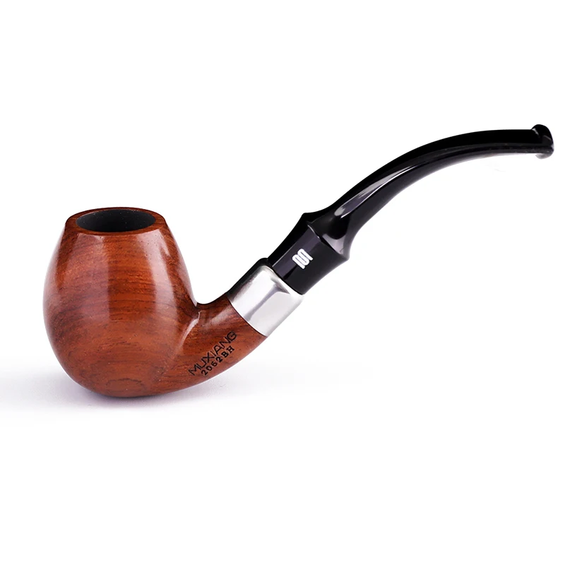 

MUXIANG kevazingo woodTobacco Pipe Bent Stem with Acrylic Saddle Mouthpiece Men Bent Wooden Smoking Pipe with 9 mm Filter ad0038