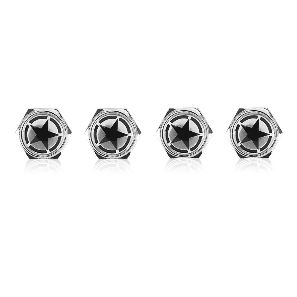 AQTQAQ Chrome Metal Land Force Black Pentagram Logo Anti-theft Car License Plate Bolts Frame Screws,Pack of 4