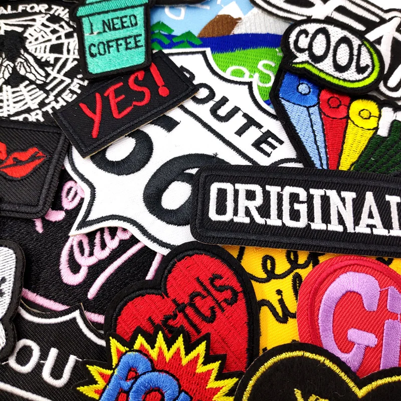 ROCK BOOM BAM POW Patch per abbigliamento Applique da cucire ricamata termoadesiva distintivo in tessuto da cucire carino accessori per