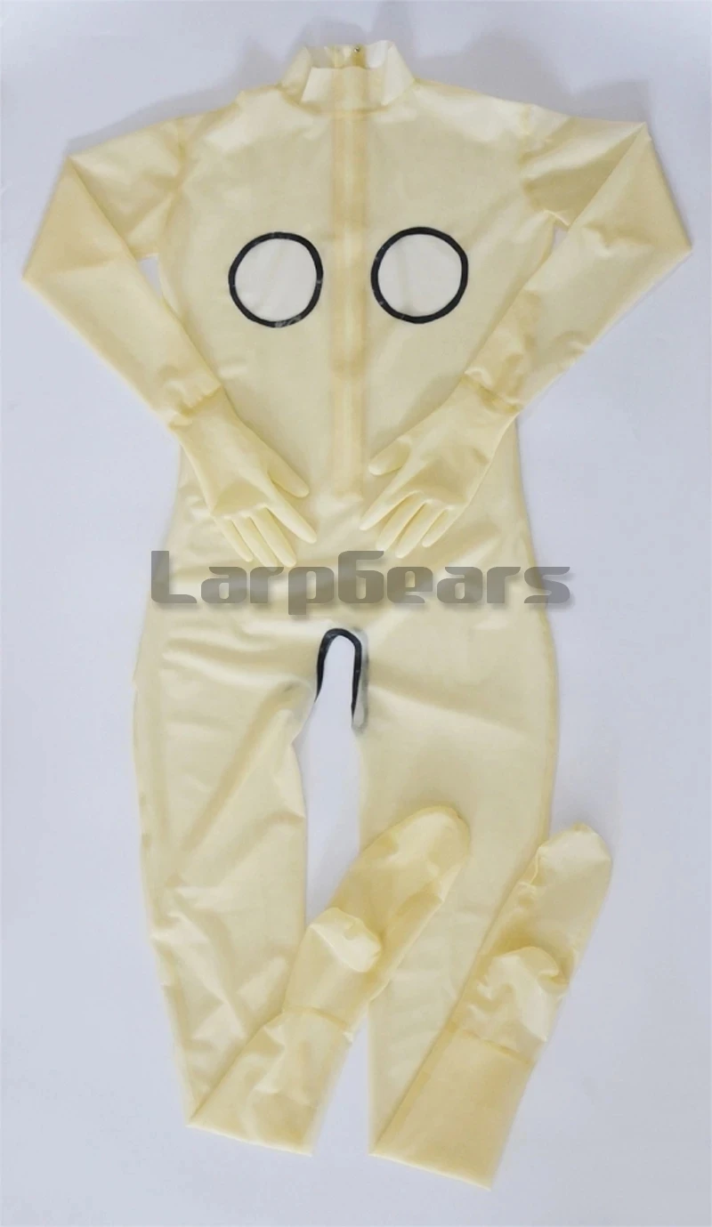 

Free shipping !! Handmade women transparent latex catsuit with socks